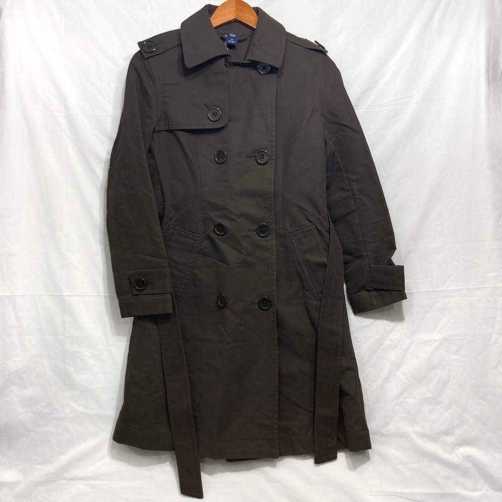 Ladies GAP 100% Cotton Long Trench Coat Size XS
